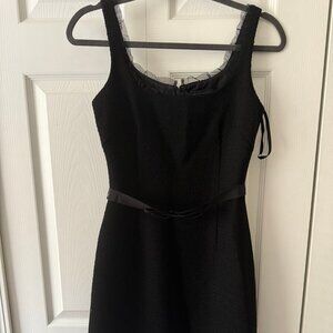 Audrey Hepburn-Inspired Black Dress with Belt